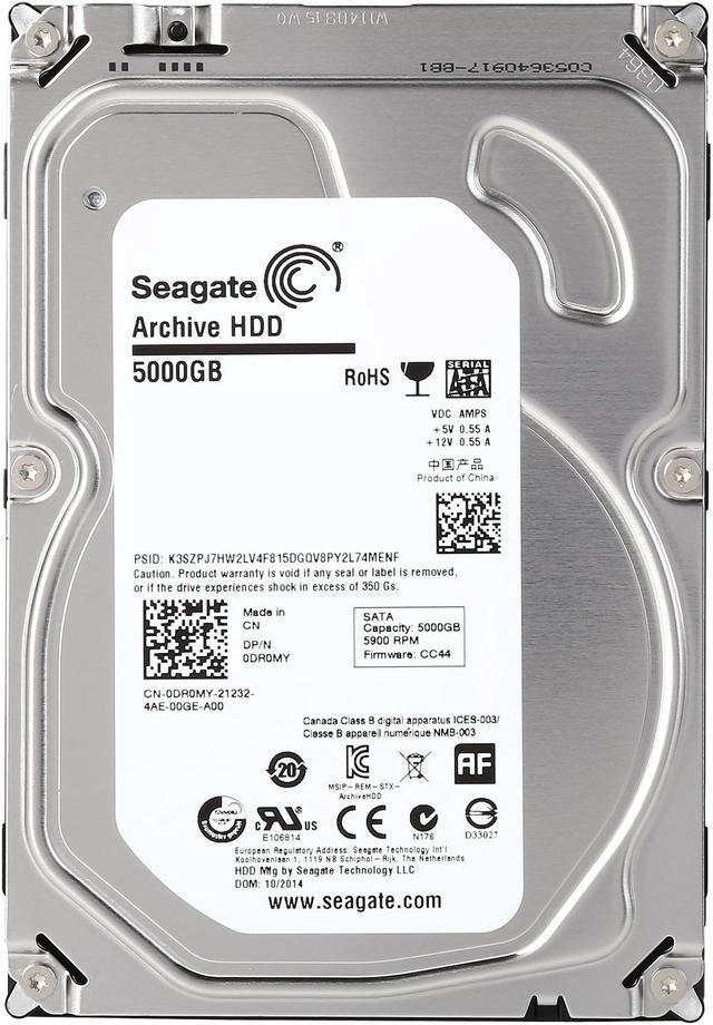 Alt view image 3 of 5 - Seagate Archive HDD v2 ST5000AS0011 5TB 5900 RPM 128MB Cache SATA 6.0Gb/s 3.5" Internal Hard Drive - Bare Drive