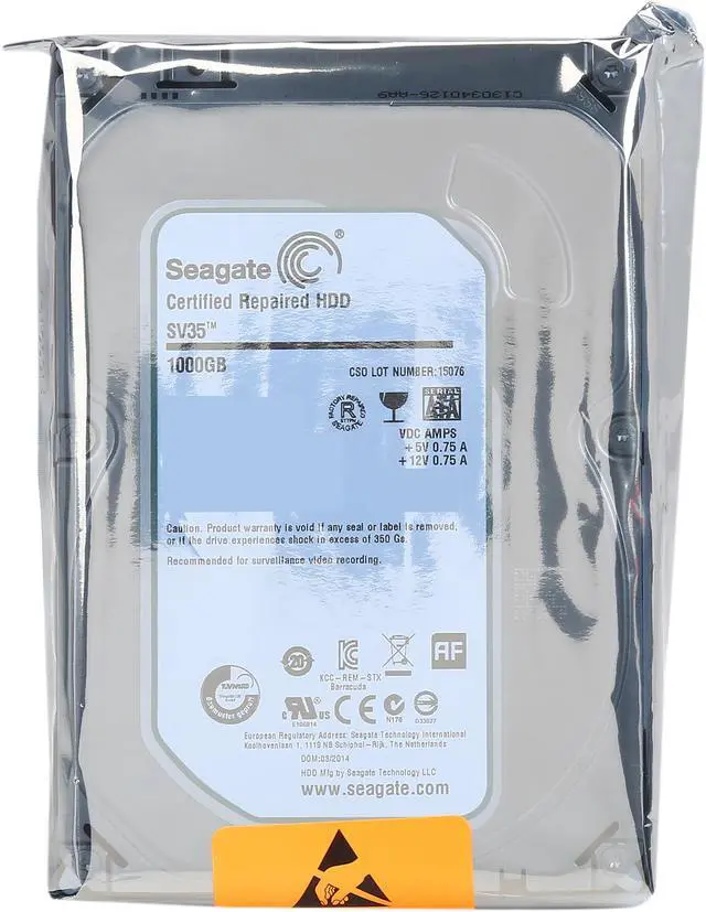 Alt view image 5 of 5 - Seagate SV35.6 Series ST1000VX000 1TB 7200 RPM 64MB Cache SATA 6.0Gb/s 3.5" Surveillance Hard Drive Bare Drive
