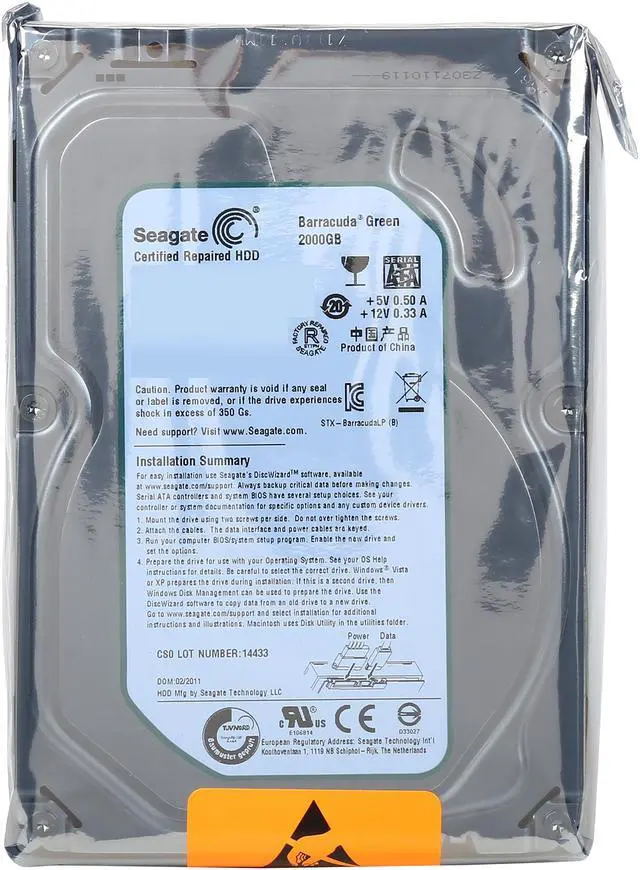 Alt view image 5 of 5 - Seagate BarraCuda Green ST2000DL001 2TB 5900 RPM 32MB Cache SATA 3.0Gb/s 3.5" Internal Hard Drive