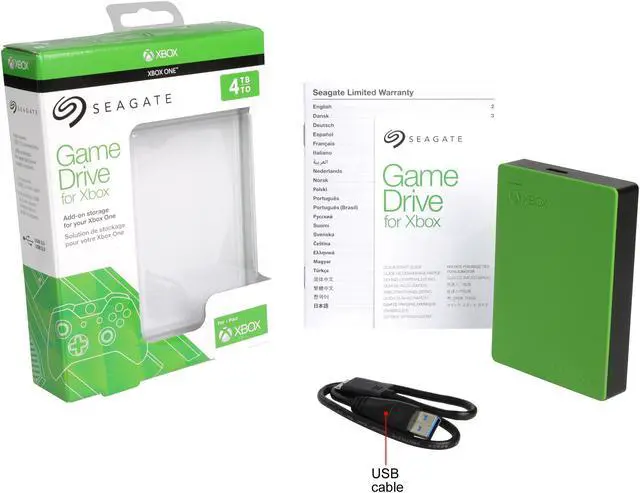 Alt view image 6 of 6 - Seagate 4TB Game Drive for Xbox One Portable USB 3.0 Model STEA4000402 - Green