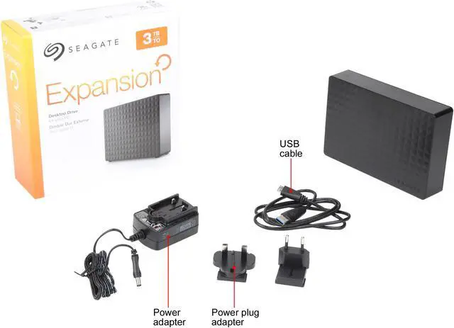 Alt view image 5 of 5 - Seagate Expansion Desktop Hard Drive 3TB HDD External - PC Windows PS4 & Xbox - USB 2.0 & 3.0 Black (STEB3000200)