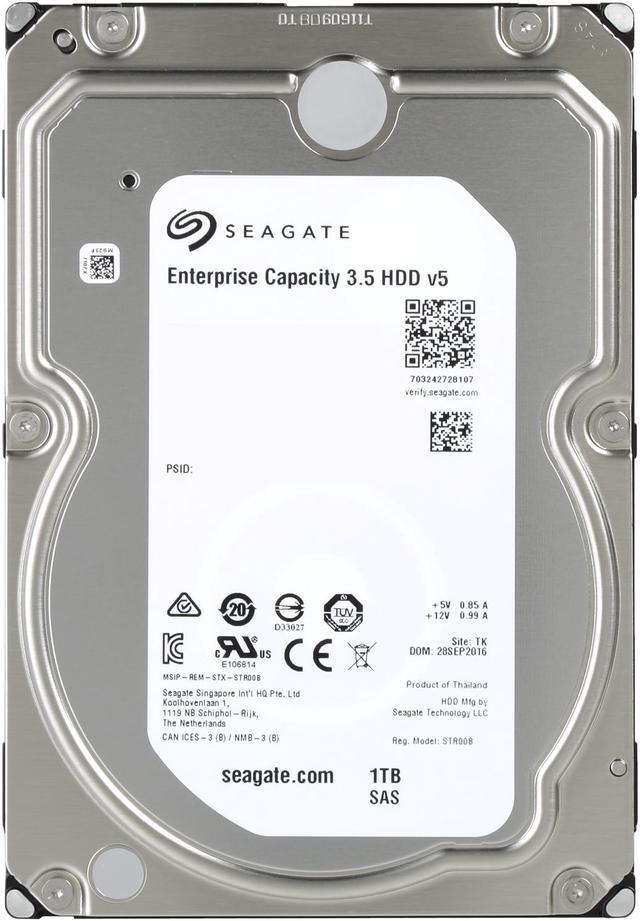 Seagate Enterprise Capacity 3.5'' HDD 1TB 7200 RPM 512n SAS 12Gb/s 128MB  Cache Internal Hard Drive ST1000NM0045