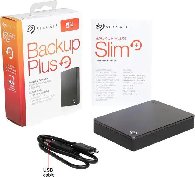 Alt view image 7 of 6 - Seagate Backup Plus 5TB USB 3.0 Portable External Hard Drive - STDR5000100 (Black)