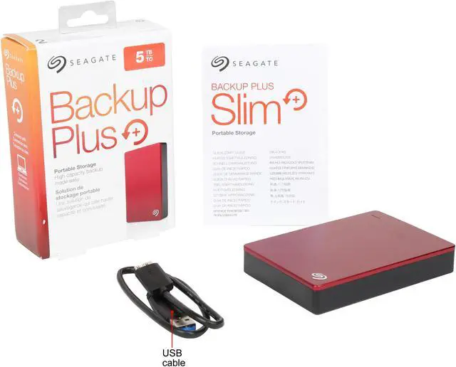 Alt view image 6 of 5 - Seagate Backup Plus 5TB USB 3.0 Portable External Hard Drive - STDR5000103 (Red)