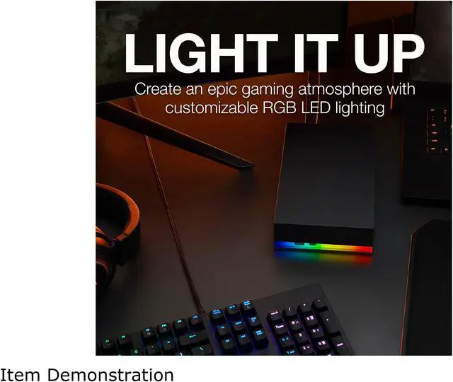 Alt view image 4 of 8 - Seagate FireCuda Gaming Hub External Hard Drive HDD 16TB - USB 3.2, Customizable RGB LED Lighting, Dual Forward-Facing USB for Desktop PC with Rescue Services (STKK16000400)