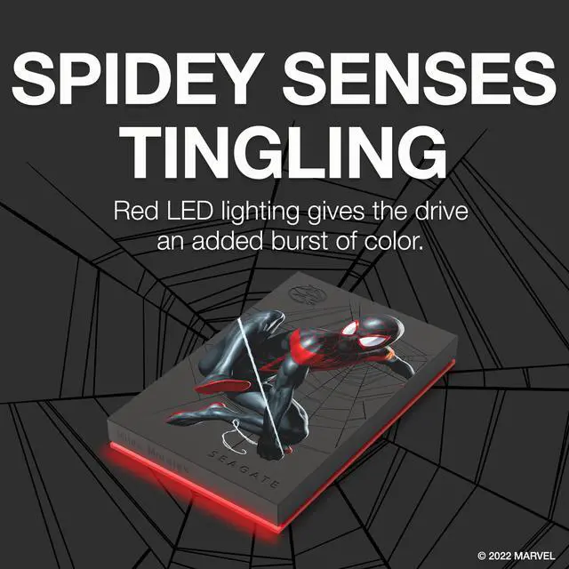Alt view image 4 of 6 - Seagate 2TB The Marvel Special Edition Spider on FireCuda External Hard Drive USB 3.2 Gen 1 Model STKL2000419 Red