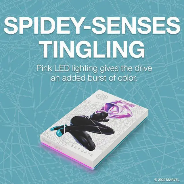 Alt view image 4 of 6 - Seagate Ghost-Spider Special Edition FireCuda External HDD 2TB - USB 3.2 Gen 1, LED RGB lighting Pink (STKL2000418)