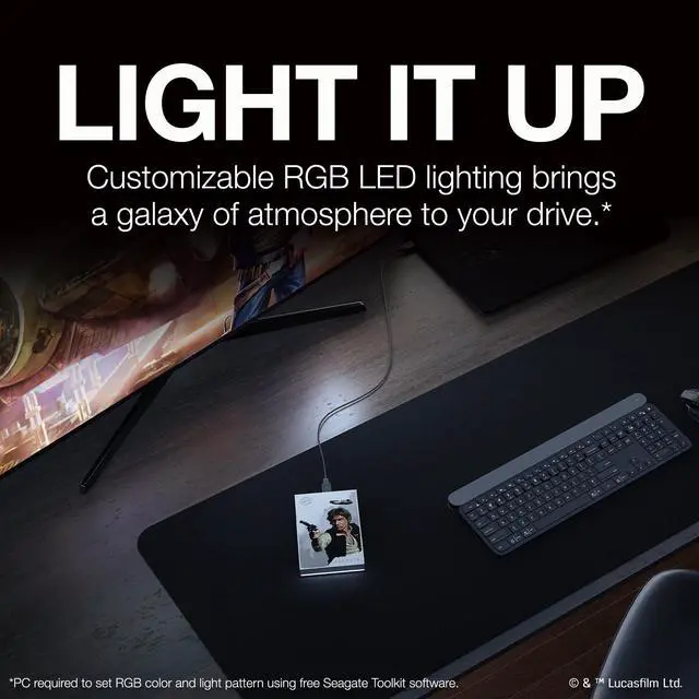 Alt view image 9 of 13 - 2TB FireCuda Special Edition - Han Solo Drive Portable Hard Drive USB 3.2 Gen 1 Model STKL2000413 White