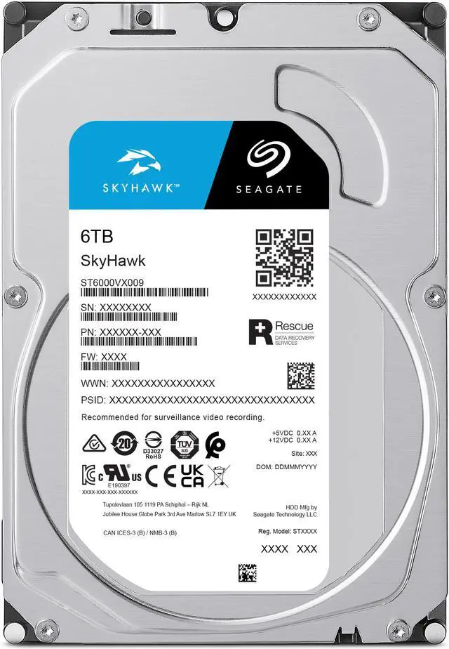 Alt view image 4 of 10 - Seagate Skyhawk 6TB Video Internal HDD – 3.5 Inch SATA 6Gb/s 256MB Cache for  (ST6000VX009)