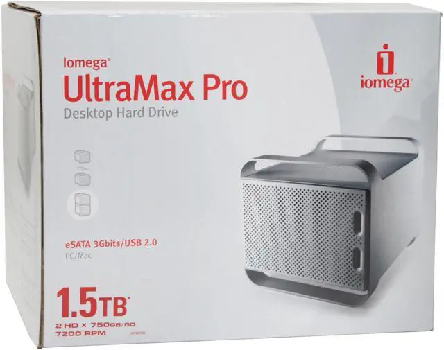 Alt view image 9 of 9 - iomega UltraMax Pro 33744 Hard Drive, eSata/USB 2.0, 1.5TB (2HD x 750GB)