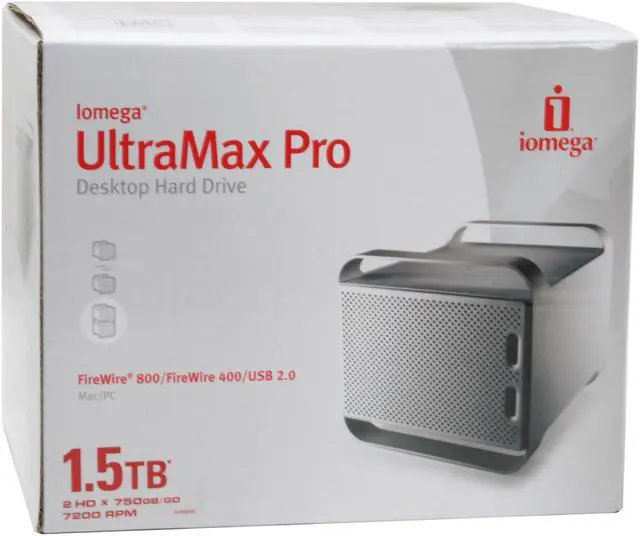 Alt view image 9 of 9 - iomega UltraMax Pro Hard Drive, FireWire 800/FireWire 400/USB 2.0, 1.5TB (2HD x 750GB)