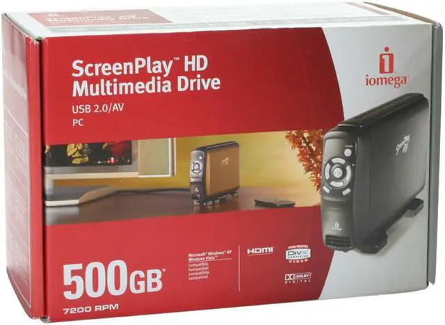 Alt view image 8 of 8 - iomega 34200 ScreenPlay HD Multimedia Drive, USB 2.0/AV, 500GB