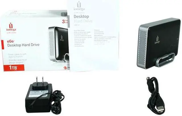 Alt view image 6 of 6 - iomega eGo Desktop 1TB USB 2.0 3.5" External Hard Drive 34836 Jet Black