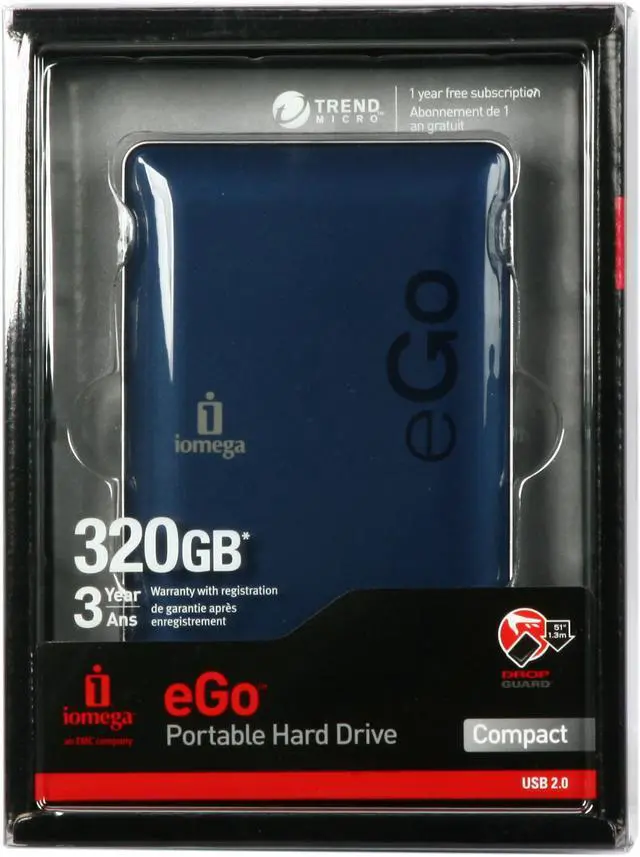 Alt view image 5 of 5 - iomega eGo 320GB USB 2.0 2.5" Portable Hard Drive with Protection Suite 34892 Midnight Blue