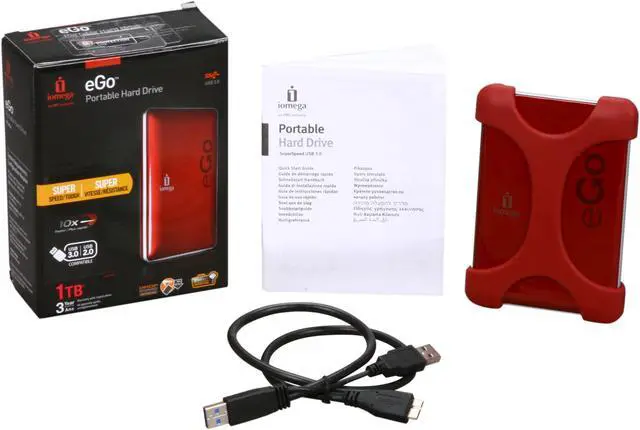 Alt view image 5 of 5 - iomega eGo Portable 1TB USB 3.0 External Hard Drive 35325 Ruby Red