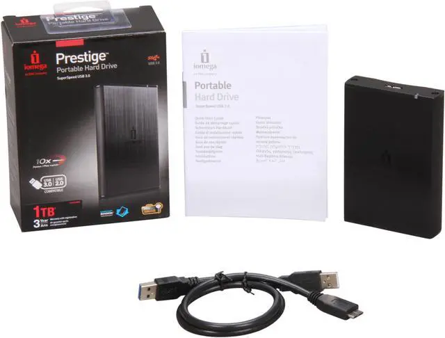 Alt view image 5 of 5 - iomega Prestige Portable 1TB USB 3.0 2.5" External Hard Drive 35194 Black