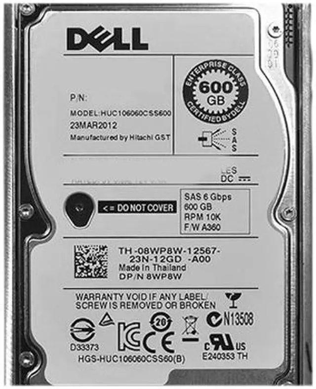 Alt view image 2 of 2 - Dell 8WP8W 600GB 10000 RPM SAS 6Gb/s 2.5" Internal Hard Drive Bare Drive