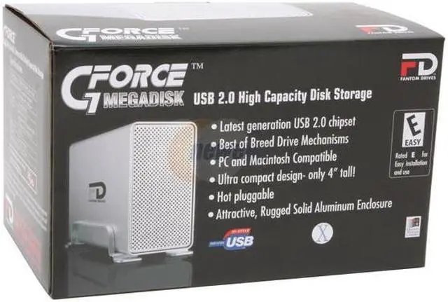 Alt view image 4 of 4 - Fantom Drives G-Force MegaDisk 1TB USB 2.0 3.5" External Hard Drive MDU1000