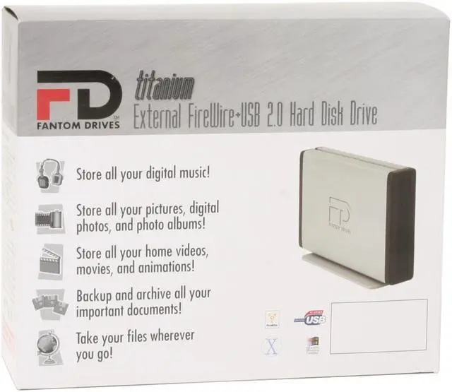 Alt view image 5 of 5 - Fantom Drives Titanium-II 500GB USB 2.0 / Firewire400 3.5" External Hard Drive TFD500C16