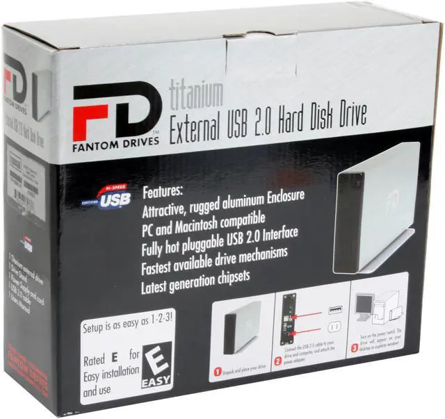 Alt view image 9 of 9 - Fantom Drives Titanium II 1TB USB 2.0 3.5" External Hard Drive TFD1000U16