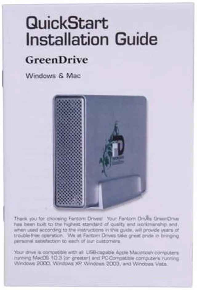 Alt view image 6 of 7 - Fantom Drives GreenDrive 1TB USB 2.0 / eSATA 3.5" GreenDrive External Hard Drive GD1000EU
