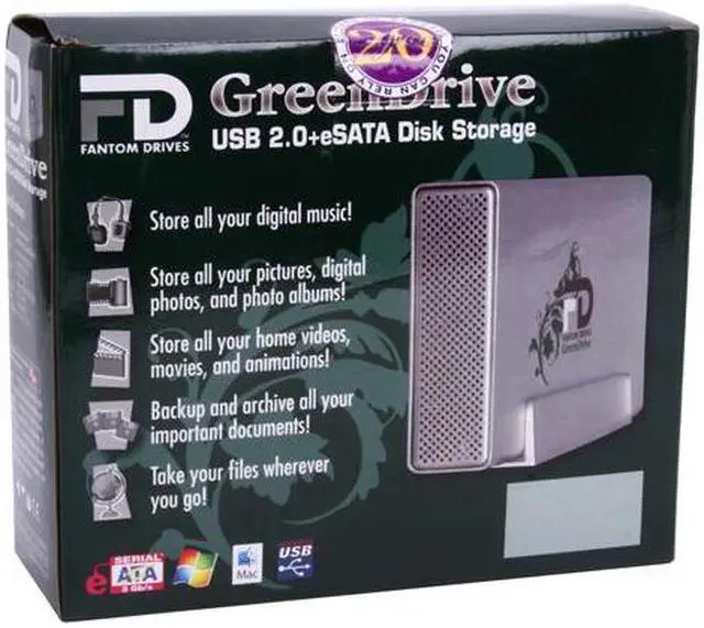 Alt view image 7 of 7 - Fantom Drives GreenDrive 1TB USB 2.0 / eSATA 3.5" GreenDrive External Hard Drive GD1000EU