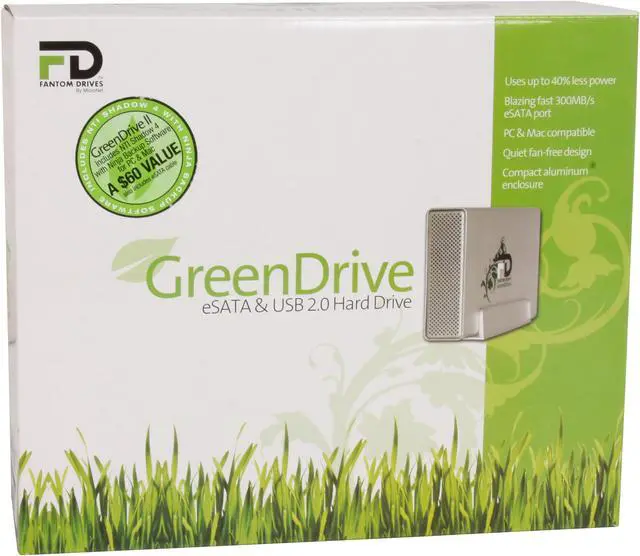 Alt view image 7 of 7 - Fantom Drives GreenDrive II 1TB USB 2.0 / eSATA 3.5" External Hard Drive with NTI Shadow 4 Backup Software GDII1000EU