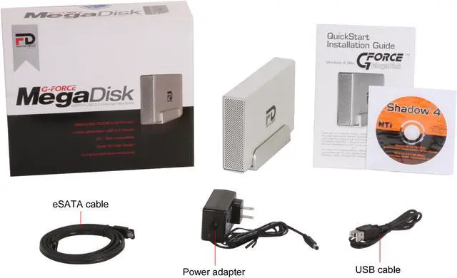 Alt view image 5 of 5 - Fantom Drives G-Force II 1TB USB 2.0 / eSATA 3.5" External Hard Drive with NTI Shadow 4 Backup Software GFII1000EU