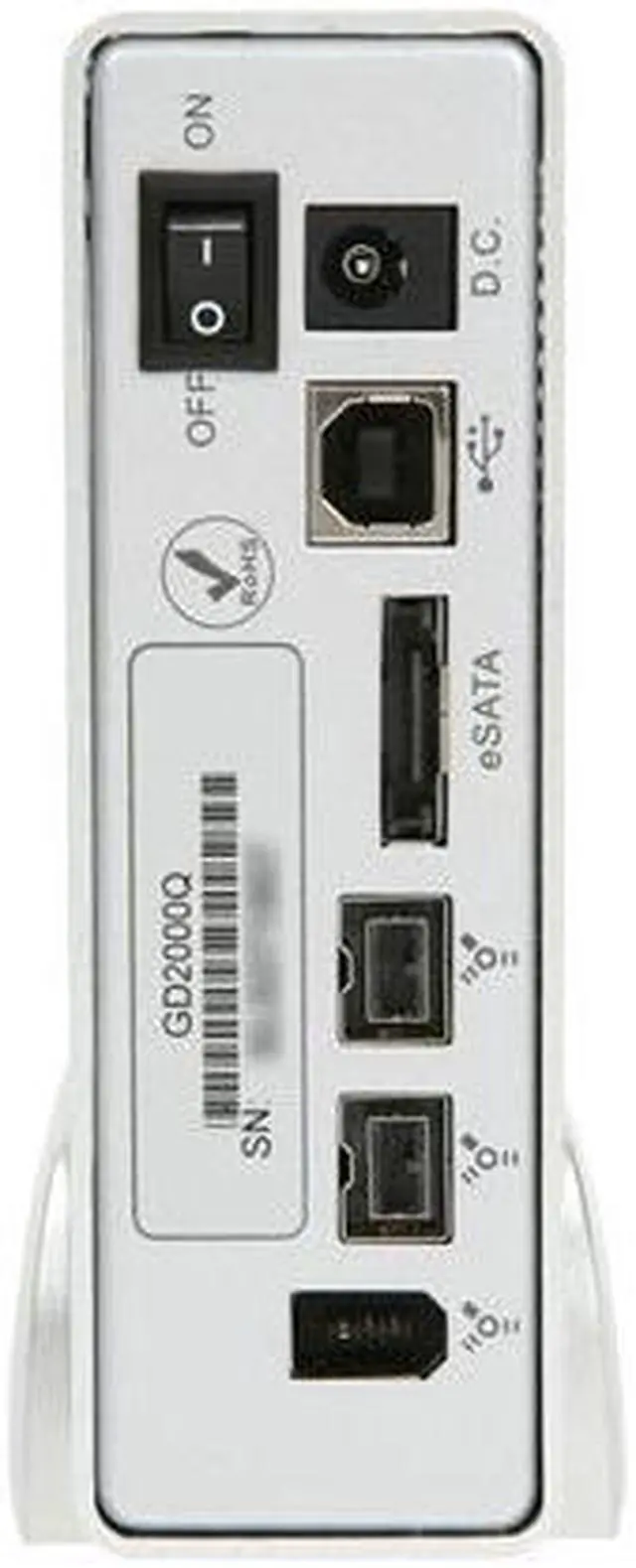 Alt view image 4 of 5 - Fantom Drives GreenDrive Quad Interface 2TB 3.5" USB 2.0 / eSATA / Firewire 400/800 External Hard Drive w/NTI SHADOW 4 Backup Software Model GD2000Q