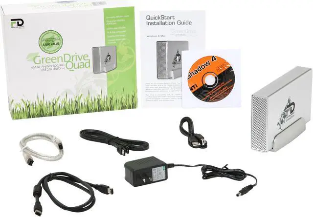 Alt view image 5 of 5 - Fantom Drives GreenDrive Quad Interface 2TB 3.5" USB 2.0 / eSATA / Firewire 400/800 External Hard Drive w/NTI SHADOW 4 Backup Software Model GD2000Q