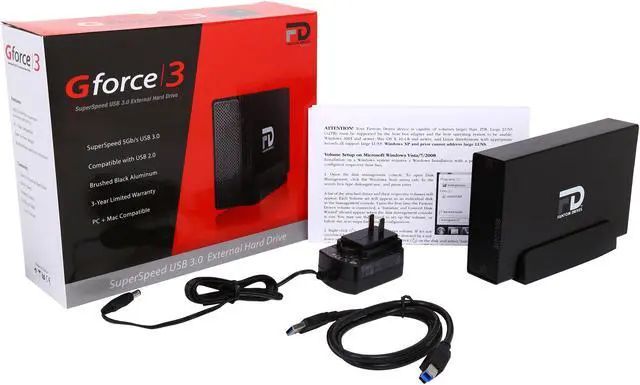 Alt view image 6 of 6 - Fantom Drives Gforce/3 5TB USB 3.0 Aluminum Desktop External Hard Drive GF3B5000U Black