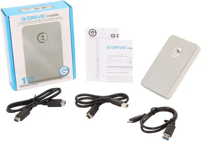 Alt view image 5 of 5 - G-Technology G-DRIVE 1TB 2.5" USB 3.0 / 2 x Firewire800 Portable Hard Drive Model 0G02391