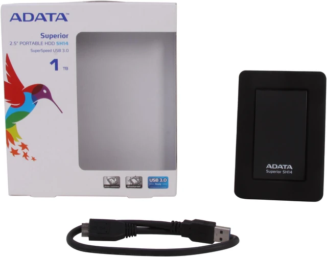 Alt view image 5 of 6 - ADATA 1TB SH14 Waterproof / Shock-Resistant External Hard Drive USB 3.0 Model ASH14-1TU3-CBK Black