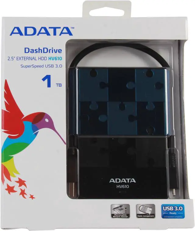 Alt view image 7 of 7 - ADATA 1TB DashDrive HV610 External Hard Drive USB 3.0 Model AHV610-1TU3-CBKBL Black