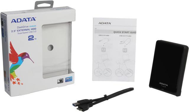 Alt view image 6 of 5 - ADATA 2TB HV620 External Hard Drive USB 3.0 Model AHV620-2TU3-CBK Black