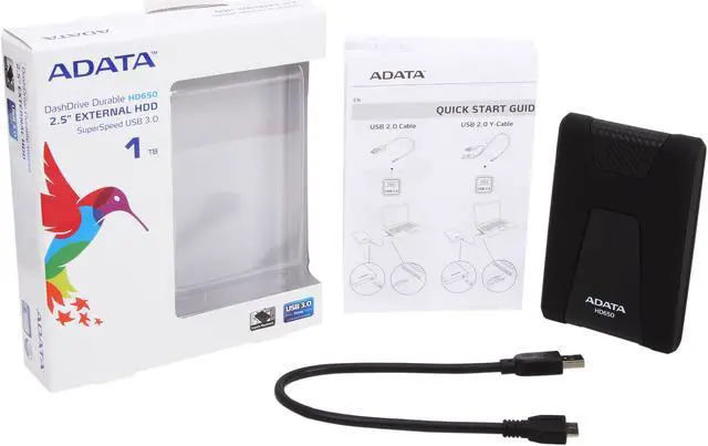 Alt view image 7 of 6 - ADATA 1TB DashDrive Durable HD650 External Hard Drive USB 3.0 Model AHD650-1TU3-CBK Black