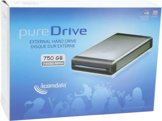 Alt view image 8 of 8 - acomdata PureDrive 750GB USB 2.0 / eSATA 3.5" External Hard Drive PDHD750USE-72