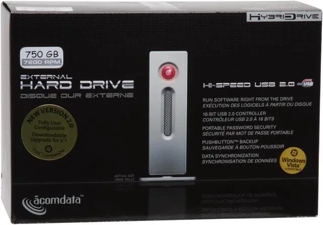 Alt view image 7 of 7 - acomdata Hybrid Drive V2 750GB USB 2.0 3.5" External Hard Drive HD750UHE5-V2