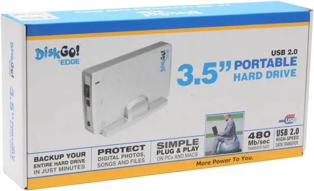 Alt view image 5 of 5 - EDGE Tech DiskGO! 160GB USB 2.0 3.5" External Hard Drive PE201913