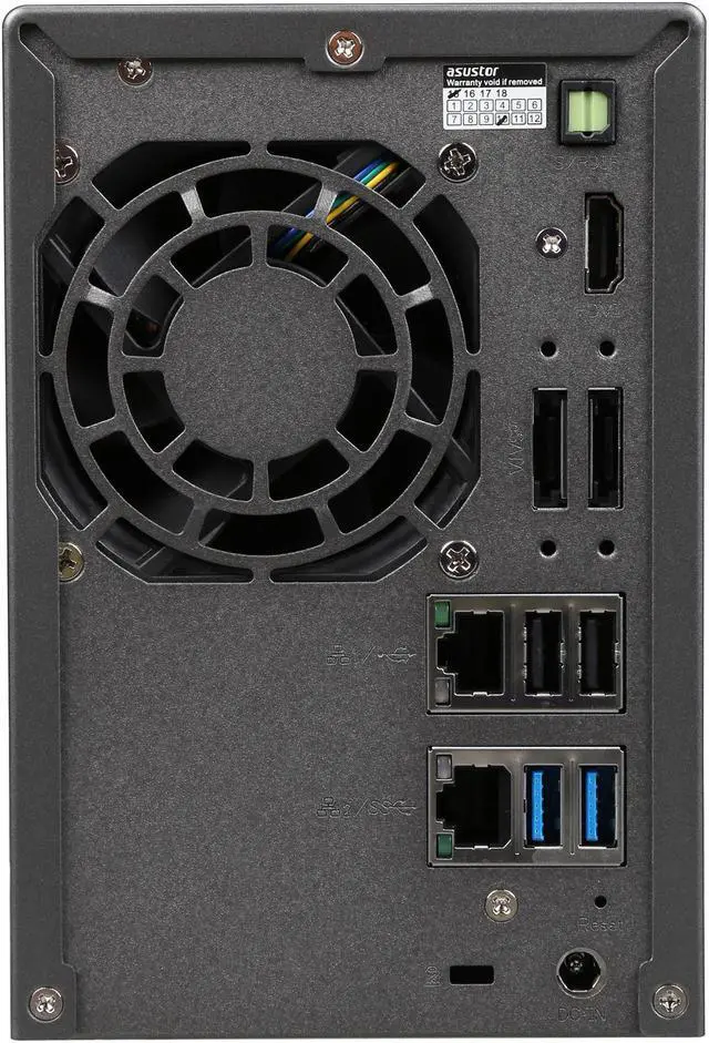 Alt view image 4 of 6 - Asustor AS6102T 2-Bay NAS, Intel Celeron Dual-Core, 2 GB SO-DIMM DDR3L, GbE x 2, USB 3.0 & eSATA, WoL, System Sleep Mode, AES-NI hardware encryption