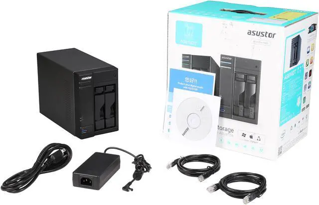 Alt view image 6 of 6 - Asustor AS6102T 2-Bay NAS, Intel Celeron Dual-Core, 2 GB SO-DIMM DDR3L, GbE x 2, USB 3.0 & eSATA, WoL, System Sleep Mode, AES-NI hardware encryption