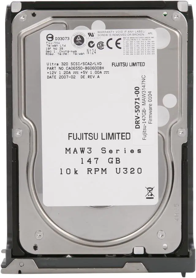 Alt view image 2 of 4 - Fujitsu MAW3147NC 147GB 10000 RPM 8MB Cache SCSI Ultra320 80pin 3.5" Internal Hard Drive Bare Drive