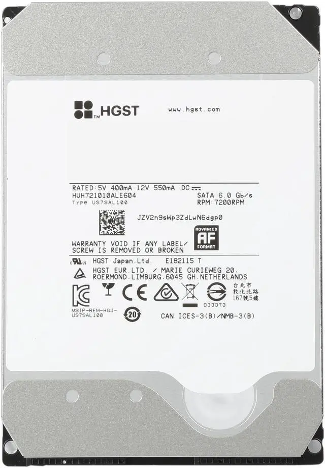 Alt view image 2 of 4 - HGST Ultrastar He10 HUH721010ALE604 10TB 7200 RPM 256MB Cache SATA 6.0Gb/s 3.5" Helium Platform Enterprise Hard Drive Bare Drive