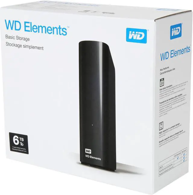 Alt view image 8 of 8 - WD Elements 6TB USB 3.0 Desktop External Hard Drive WDBWLG0060HBK-NESN Black