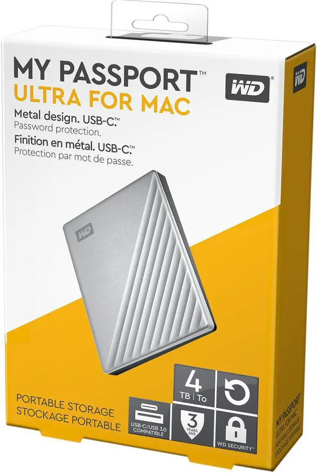 Alt view image 5 of 5 - WD 4TB Silver My Passport Ultra Portable Storage External Hard Drive USB-C for Mac (WDBPMV0040BSL-WESN)