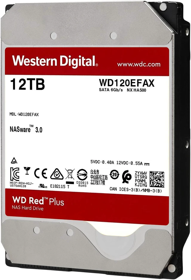 Alt view image 4 of 10 - WD Red Plus 12TB NAS Hard Disk Drive - 5400 RPM Class SATA 6Gb/s, CMR, 256MB Cache, 3.5 Inch - WD120EFAX