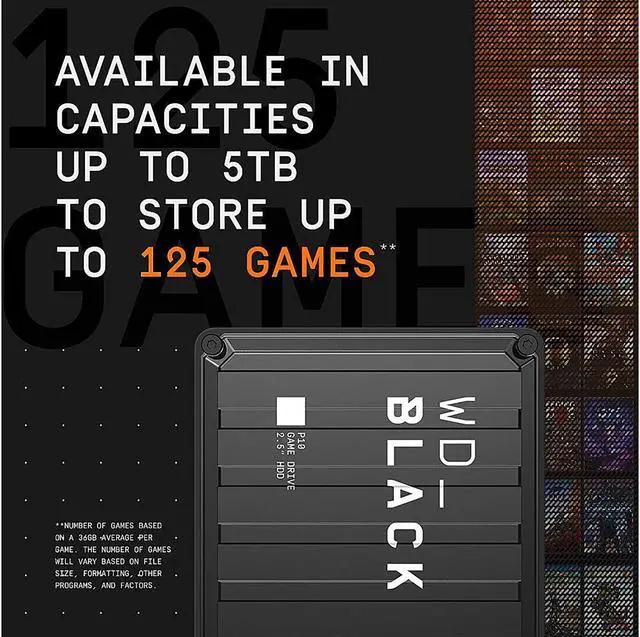 Alt view image 4 of 10 - WD Black 5TB P10 Game Drive Portable External Hard Drive for PS5/PS4/Xbox One/PC/Mac USB 3.2 (WDBA3A0050BBK-WESN)