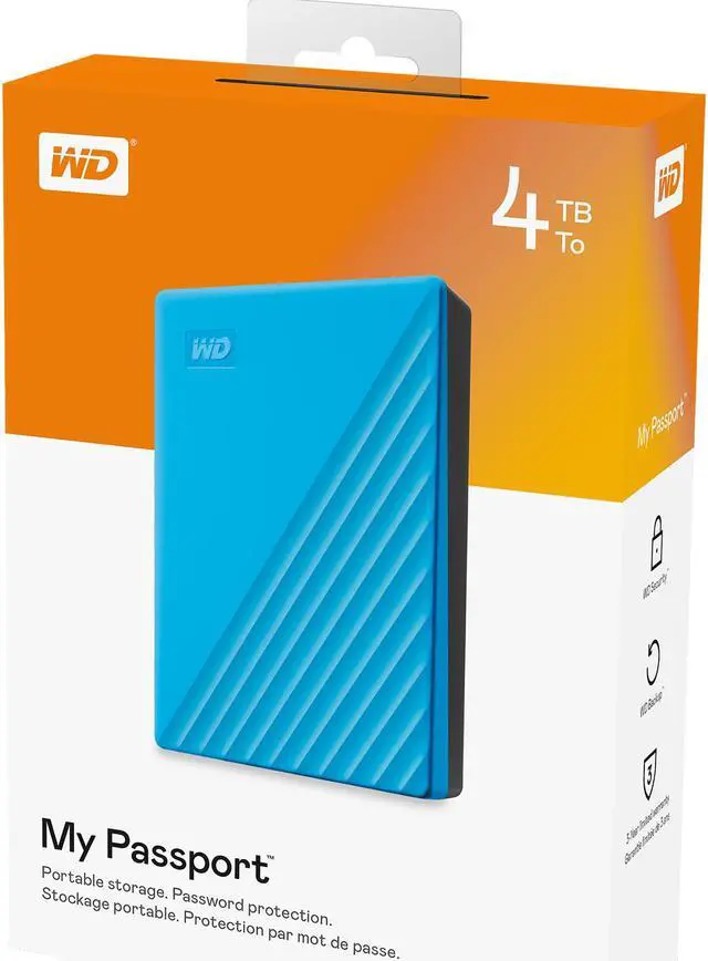Alt view image 7 of 7 - WD 4TB My Passport Portable Storage External Hard Drive USB 3.2 for PC/MAC Blue (WDBPKJ0040BBL-WESN)