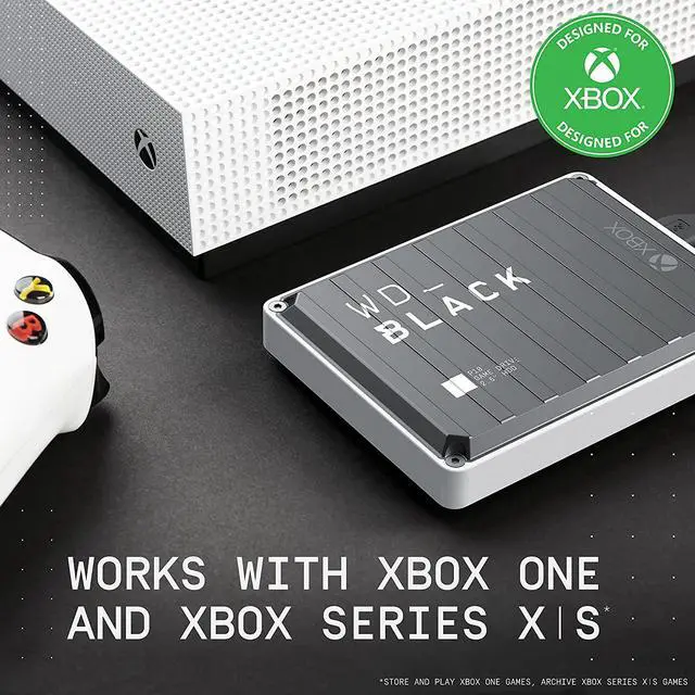Alt view image 3 of 3 - WD 2TB BLACK P10 Game Drive for Xbox USB 3.2 Gen 1, Micro-B Model WDBA6U0020BBK-WESN Black with White Trim