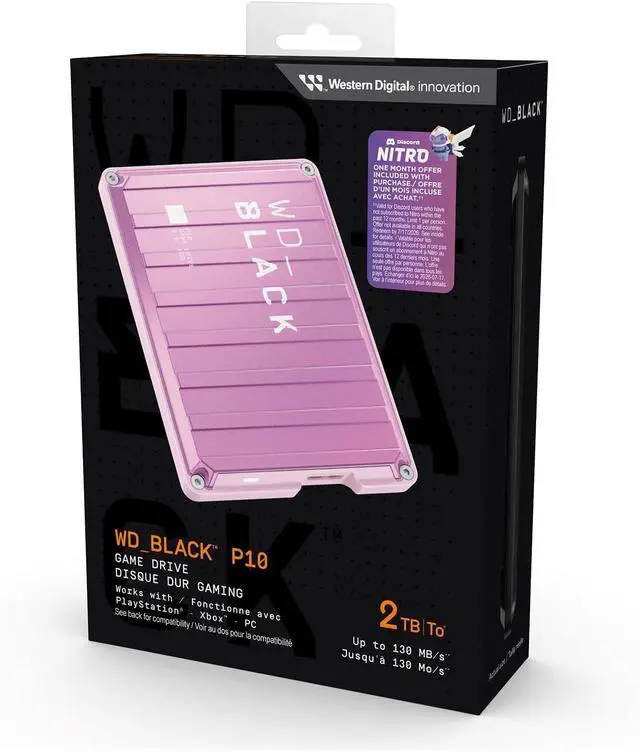 Alt view image 5 of 6 - WD 2TB BLACK P10 Game Drive USB 3.2 Gen 1, Micro B Model WDBA2W0020BPK-WES1 Pink